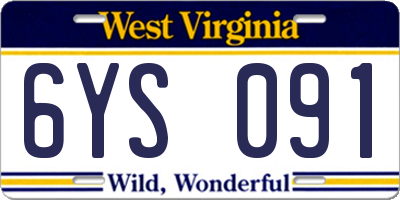 WV license plate 6YS091