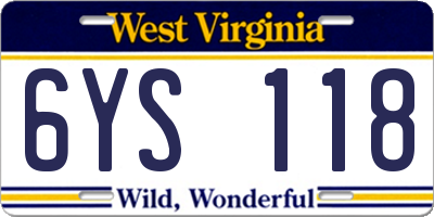 WV license plate 6YS118