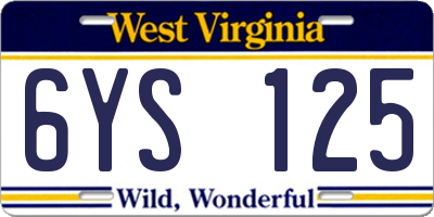 WV license plate 6YS125