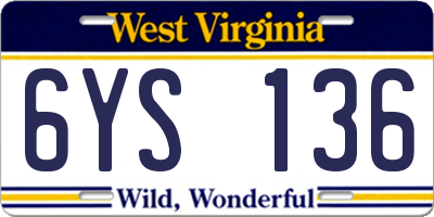 WV license plate 6YS136