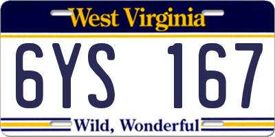 WV license plate 6YS167