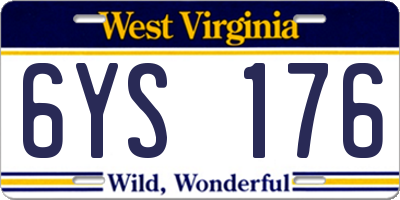 WV license plate 6YS176