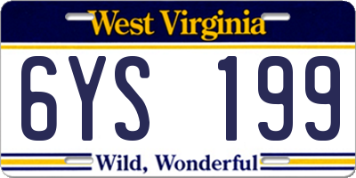 WV license plate 6YS199