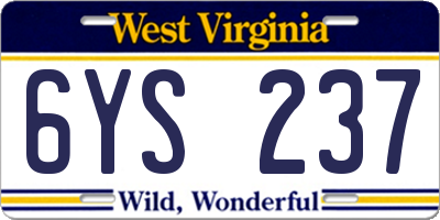 WV license plate 6YS237