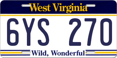 WV license plate 6YS270
