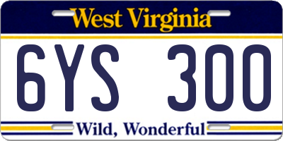 WV license plate 6YS300