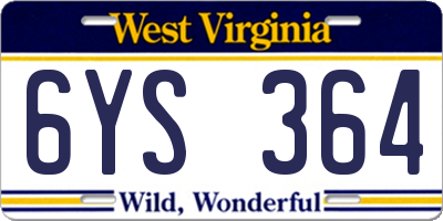 WV license plate 6YS364