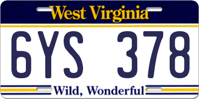 WV license plate 6YS378