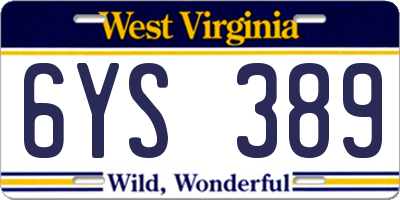 WV license plate 6YS389