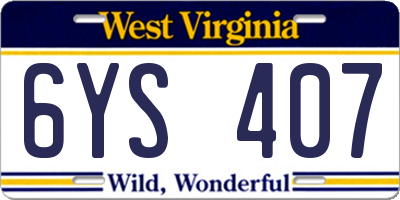 WV license plate 6YS407