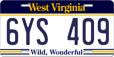 WV license plate 6YS409