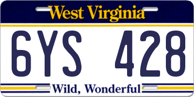 WV license plate 6YS428