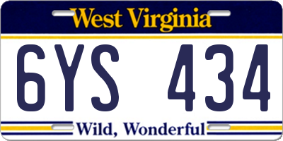 WV license plate 6YS434