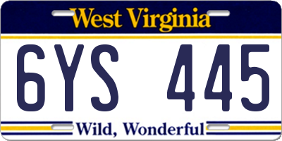 WV license plate 6YS445