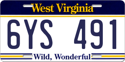 WV license plate 6YS491