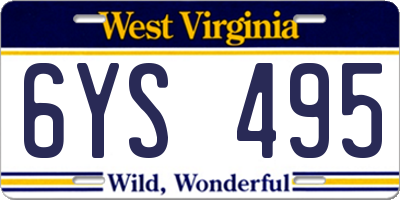 WV license plate 6YS495