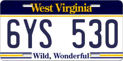 WV license plate 6YS530