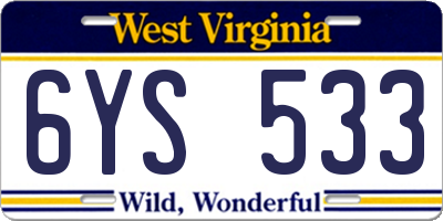 WV license plate 6YS533