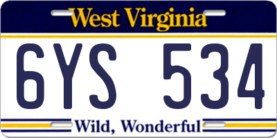 WV license plate 6YS534