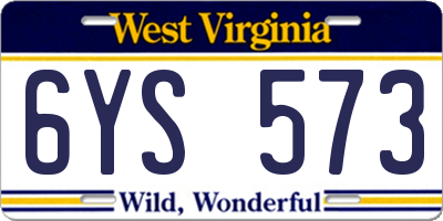 WV license plate 6YS573
