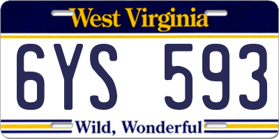WV license plate 6YS593