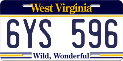 WV license plate 6YS596