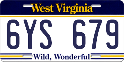 WV license plate 6YS679