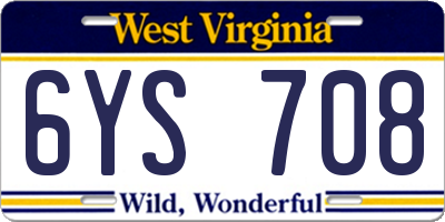 WV license plate 6YS708