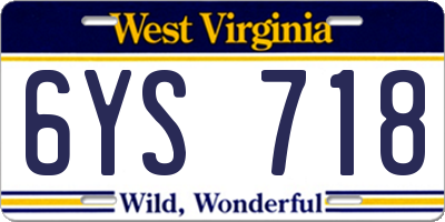 WV license plate 6YS718