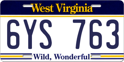 WV license plate 6YS763