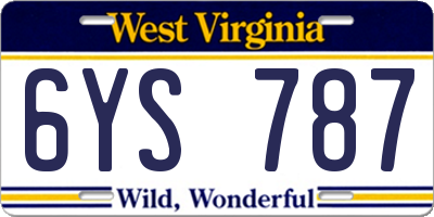 WV license plate 6YS787
