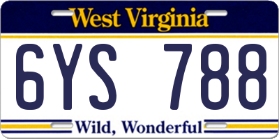 WV license plate 6YS788