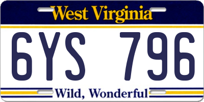WV license plate 6YS796