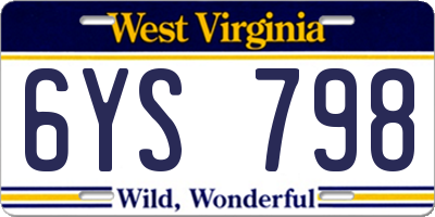 WV license plate 6YS798