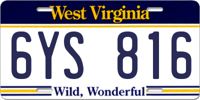 WV license plate 6YS816