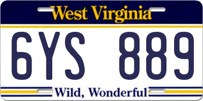 WV license plate 6YS889
