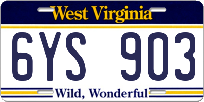 WV license plate 6YS903