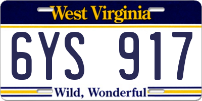 WV license plate 6YS917