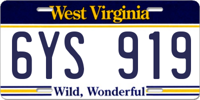 WV license plate 6YS919