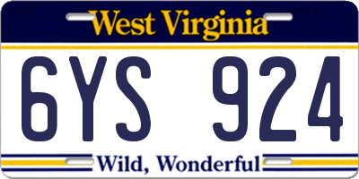 WV license plate 6YS924