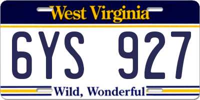 WV license plate 6YS927