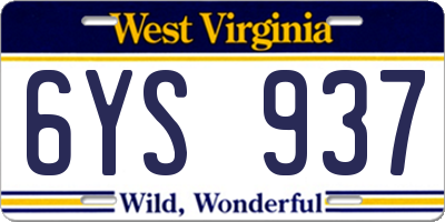WV license plate 6YS937