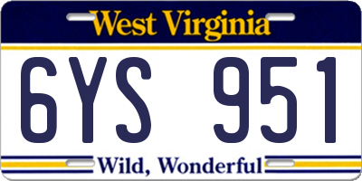 WV license plate 6YS951