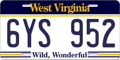 WV license plate 6YS952