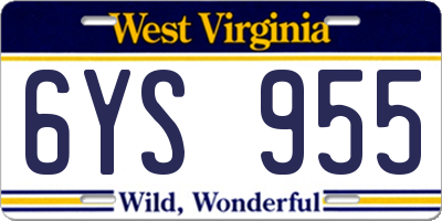 WV license plate 6YS955