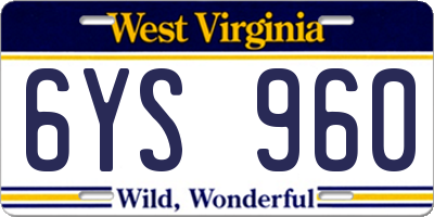 WV license plate 6YS960