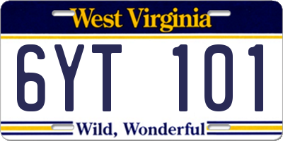 WV license plate 6YT101