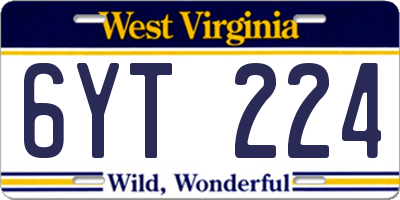 WV license plate 6YT224