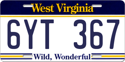WV license plate 6YT367