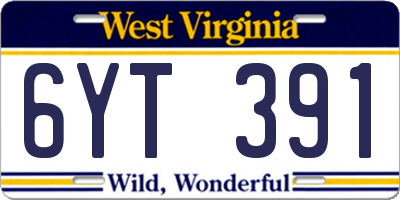 WV license plate 6YT391